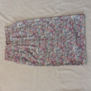 Vintage Flora Denim Midi Skirt